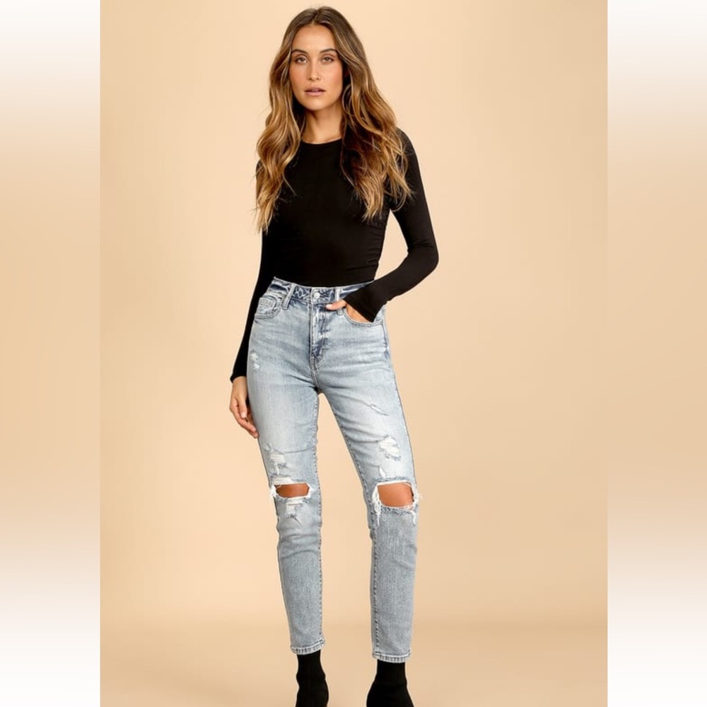 TOBI distressed light wash denim high waisted jeans - Eunina